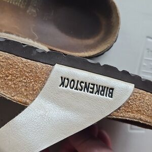 Birkenstock Light Cream and Brown Sandals Size 7 Womens